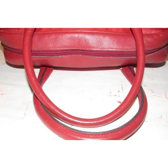 Fendi Early Sas True Red Satchcel Small F Or Zucchino Logo Print Coated Canvas - Picture 11 of 12